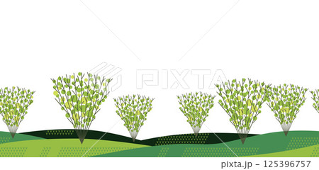 アートスタイルのシームレスな森の背景イラスト 125396757