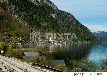 Hallstatt Austria. Alpine Village Nestled Between Mountains Lake Hallstatt Austria. Alpine Village Nestled Between Mountains Lake 125398049