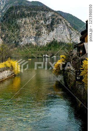 Hallstatt Austria. Alpine Lake Village with Mountain Backdrop Hallstatt Austria. Alpine Lake Village with Mountain Backdrop 125398050