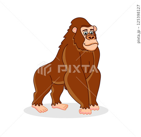 Cute color gorilla cartoon on white background 125398127