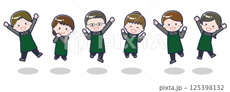 いろいろな人物セット_はしゃぐ_飲食店の店員 125398132