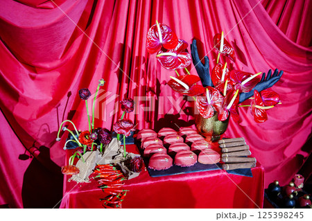 cake, sweets in the shape of women's lips, cigars, hot peppers cake, sweets in the shape of women's lips, cigars, hot peppers 125398245