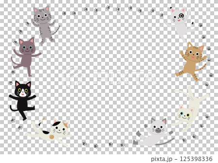 Frame of cats and paws in various poses 125398336