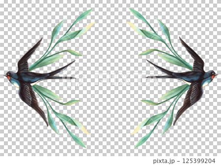 Vintage spring horizontal diamond-shape frame with swallow bird and green leaves Botanical watercolor rhombus template Perfect for seasonal decoration, retro greeting card, elegant wedding invitation. Vintage spring horizontal diamond-shape frame with swallow bird and green leaves Botanical watercolor rhombus template Perfect for seasonal decoration, retro greeting card, elegant wedding invitation. 125399204