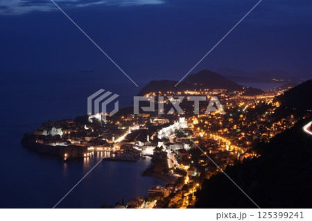 Dubrovnik, Croatia. Most popular travel destination in Adriatic sea. Night scene 125399241