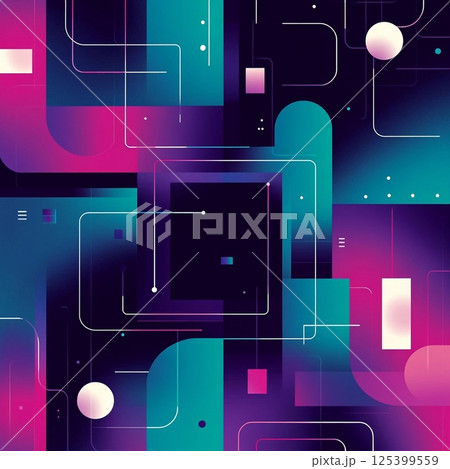 Geometric abstraction with vibrant gradients. Interweaving of lines and figures of various shapes and colors. Generative AI Geometric abstraction with vibrant gradients. Interweaving of lines and figures of various shapes and colors. Generative AI 125399559