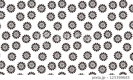 和の背景 モノクロの小菊文様パターン 和の背景 モノクロの小菊文様パターン 125399683