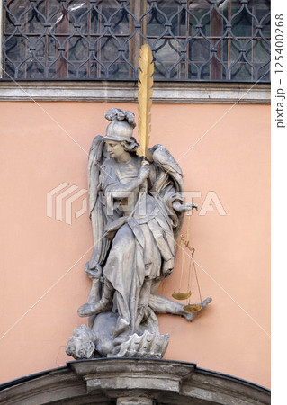 Archangel Michael on the portal of Dreifaltigkeitskirche ( Holy Trinity ) church in Graz, Styria, Austria 125400268