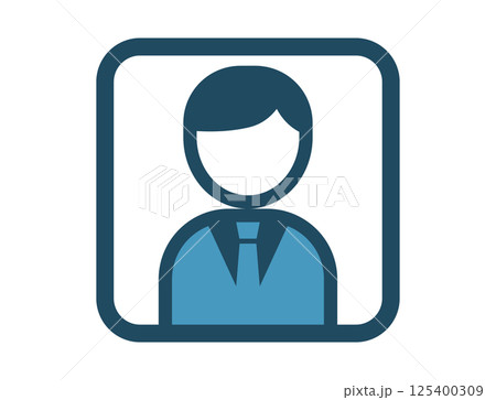 スーツを着た人の四角いシンプルなカラーイラストアイコン スーツを着た人の四角いシンプルなカラーイラストアイコン 125400309