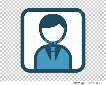 スーツを着た人の四角いシンプルなカラーイラストアイコン スーツを着た人の四角いシンプルなカラーイラストアイコン 125400309