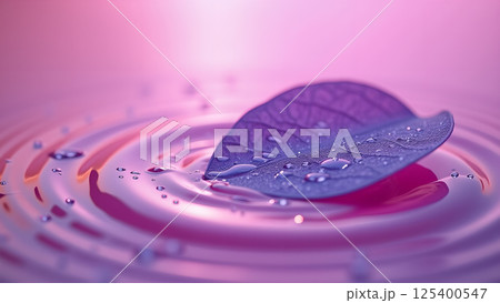 Leaf on Rippling Water Surface Abstract Purity Leaf on Rippling Water Surface Abstract Purity 125400547