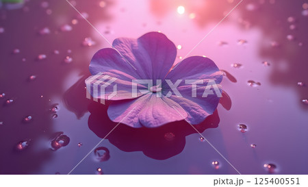 Serene Hydrangea Bloom Amidst Water Droplets Serene Hydrangea Bloom Amidst Water Droplets 125400551