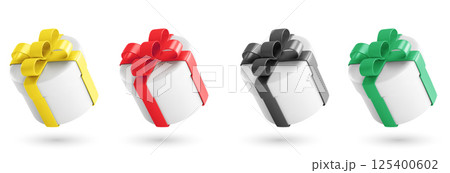 Round gift box mockups set isolated on white Round gift box mockups set isolated on white 125400602