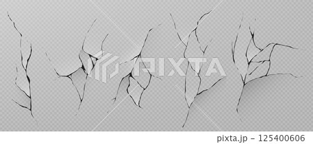Earthquake cracks set on transparent background 125400606