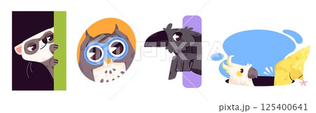 Cute cartoon animal characters peeking out Cute cartoon animal characters peeking out 125400641