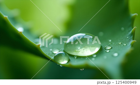 Dew Drops on Succulent: Refreshing Green Oasis 125400949