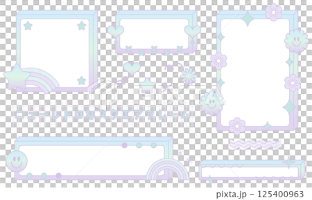 ニューレトロなスクエアフレーム。ポップなあしらい。お洒落でかわいいフレームセット。 125400963