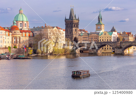 Charles Bridge and Vltava River in Prague Czech Republic Charles Bridge and Vltava River in Prague Czech Republic 125400980