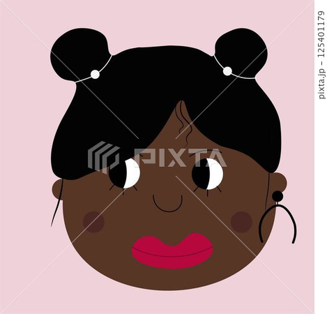 Vector dark skinned girl with red lips in pink background 125401179