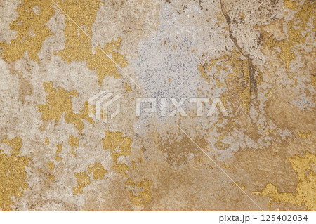 Vintage Fabric Tapestry Background with Ornate Gold and Beige Pattern 125402034