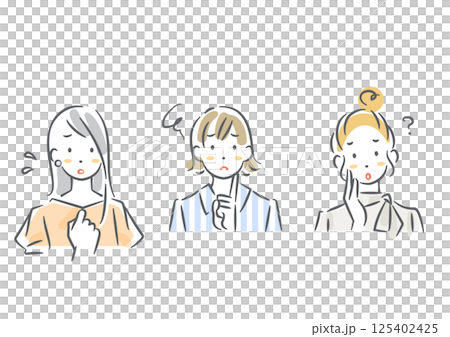 Avatar set of women with worries Simple and stylish watercolor illustrations Avatar set of women with worries Simple and stylish watercolor illustrations 125402425