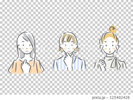 Angry woman avatar set Simple and stylish watercolor illustrations 125402426