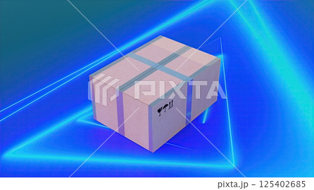 One shipping box with neon. Computer generated 3d render One shipping box with neon. Computer generated 3d render 125402685
