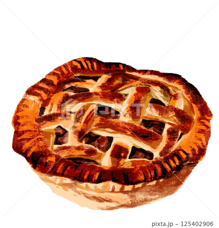 水彩で描いたアップルパイ 125402906