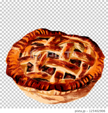 水彩で描いたアップルパイ 125402906