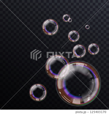 Vector soap bubbles hover gracefully 125403170