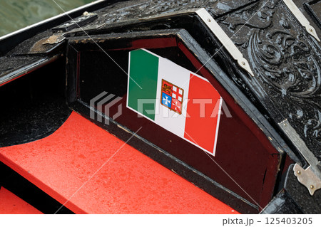 Italian Naval Flag on Traditional Boat 125403205