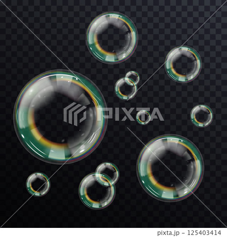 Vector soap bubbles hover gracefully Vector soap bubbles hover gracefully 125403414