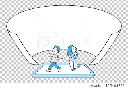 兩個人透過智慧型手機獲取資訊的向量插圖 125403721