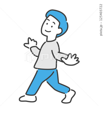 両手を横に広げて上を見る男性のイラスト　ベクター 125403722
