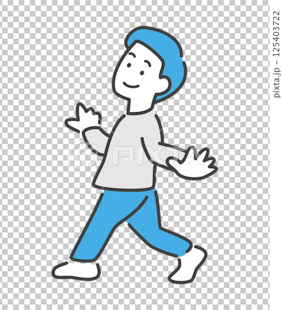 両手を横に広げて上を見る男性のイラスト　ベクター 125403722