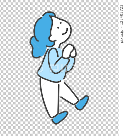 手を前に組んで笑顔で見上げる女性のイラスト　ベクター 125403723
