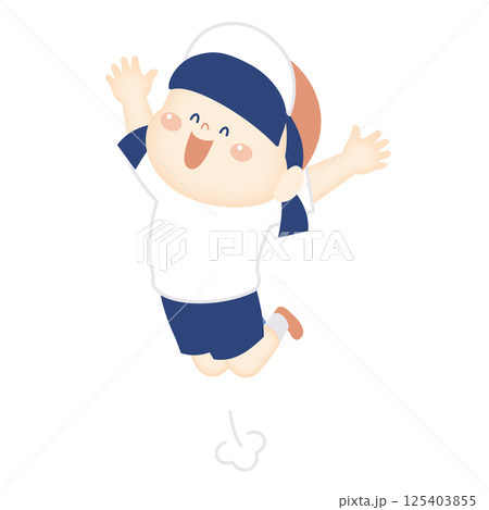 ジャンプする体操服の女の子 ジャンプする体操服の女の子 125403855