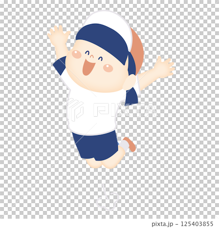 ジャンプする体操服の女の子 ジャンプする体操服の女の子 125403855