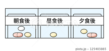 用法ごとに分包された薬のイラスト 125403865
