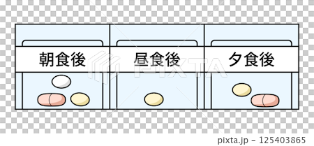 用法ごとに分包された薬のイラスト 125403865