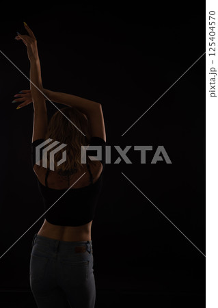 blonde woman dancing alone to music blonde woman dancing alone to music 125404570