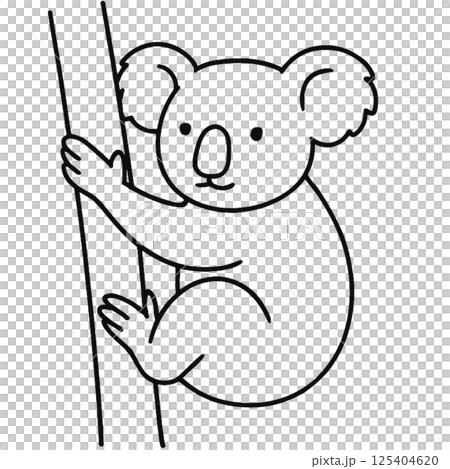 コアラの線画イラスト、シンプル、アイコン、素材、背景なし、動物シリーズ 125404620