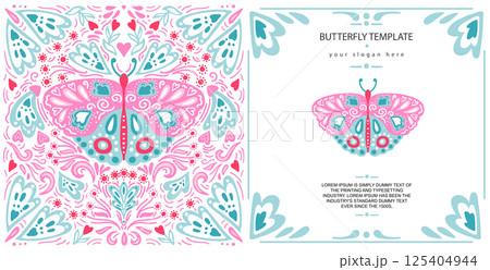 Folk butterfly vector illustration. 125404944