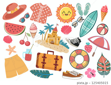 Collection of clothing for vacation or travel Collection of clothing for vacation or travel 125405015