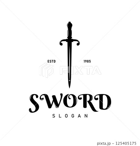Sword Silhouette with Vintage Style Design Logo Vector Sword Silhouette with Vintage Style Design Logo Vector 125405175