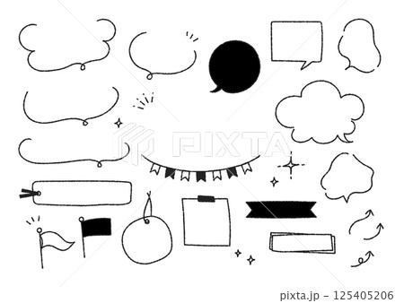 手書きの吹き出しイラストセット 125405206
