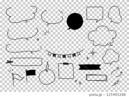 手書きの吹き出しイラストセット 125405206