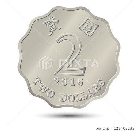 Reverse of Hong Kong coins 2 dollars. Vector illustration. 125405235