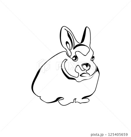 Continuous one line drawing of bunny. Cute rabbit silhouette with ears in simple minimalistic style Vector illustration 125405659