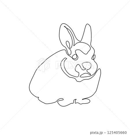 Continuous one line drawing of bunny. Cute rabbit silhouette with ears in simple minimalistic style Vector illustration 125405660